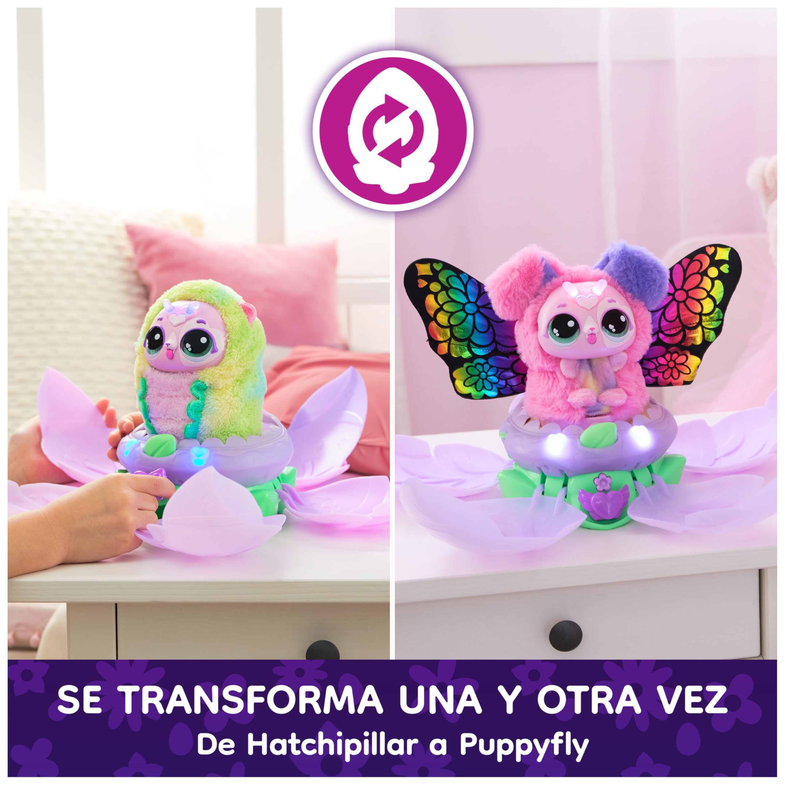 HATCHIMALS BLOOMABLES - Puppyfly Peluche Interactivo Sorpresa con Transformación Mágica Repetible y más de 100 Sonidos - 6073019 - Mascota Interactiva - Juguetes Niñas 5 Años + Regalo Niña 5 Años +