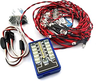 FainWan Rc Car Headlights Taillight Rc Truck Led Lights Flashing Light Lamp 12 LED 5 Operation Modes Compatible with 1/10 Rc Trucks, Crawler, Off-Road, Sport Racing