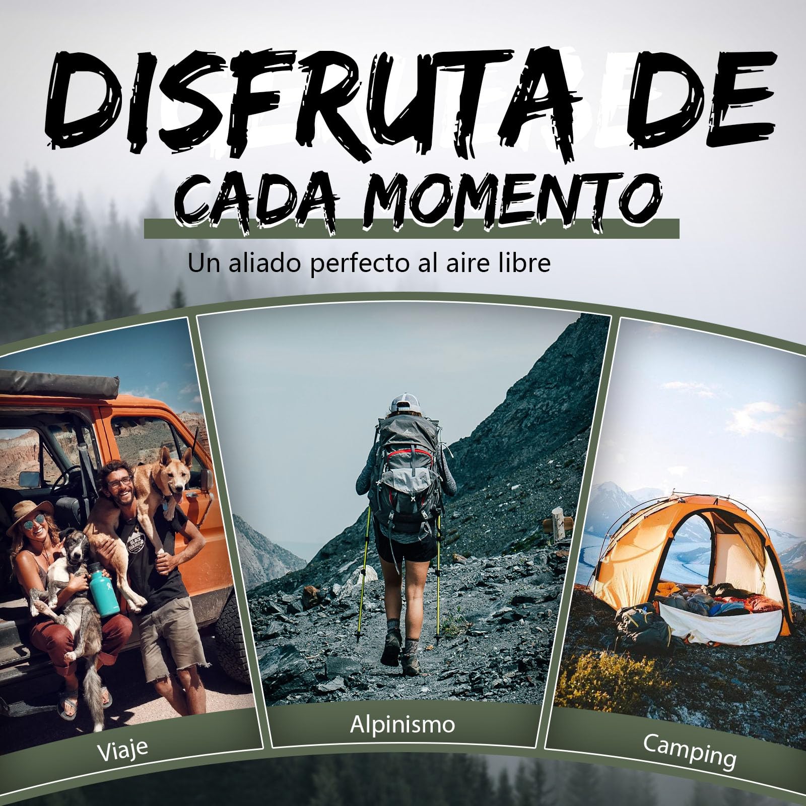 Japaknives Cuchillo de supervivencia exterior 5 en 1 fijo desmontable de acero D2 con silbato rompecristales para camping hombres dorado