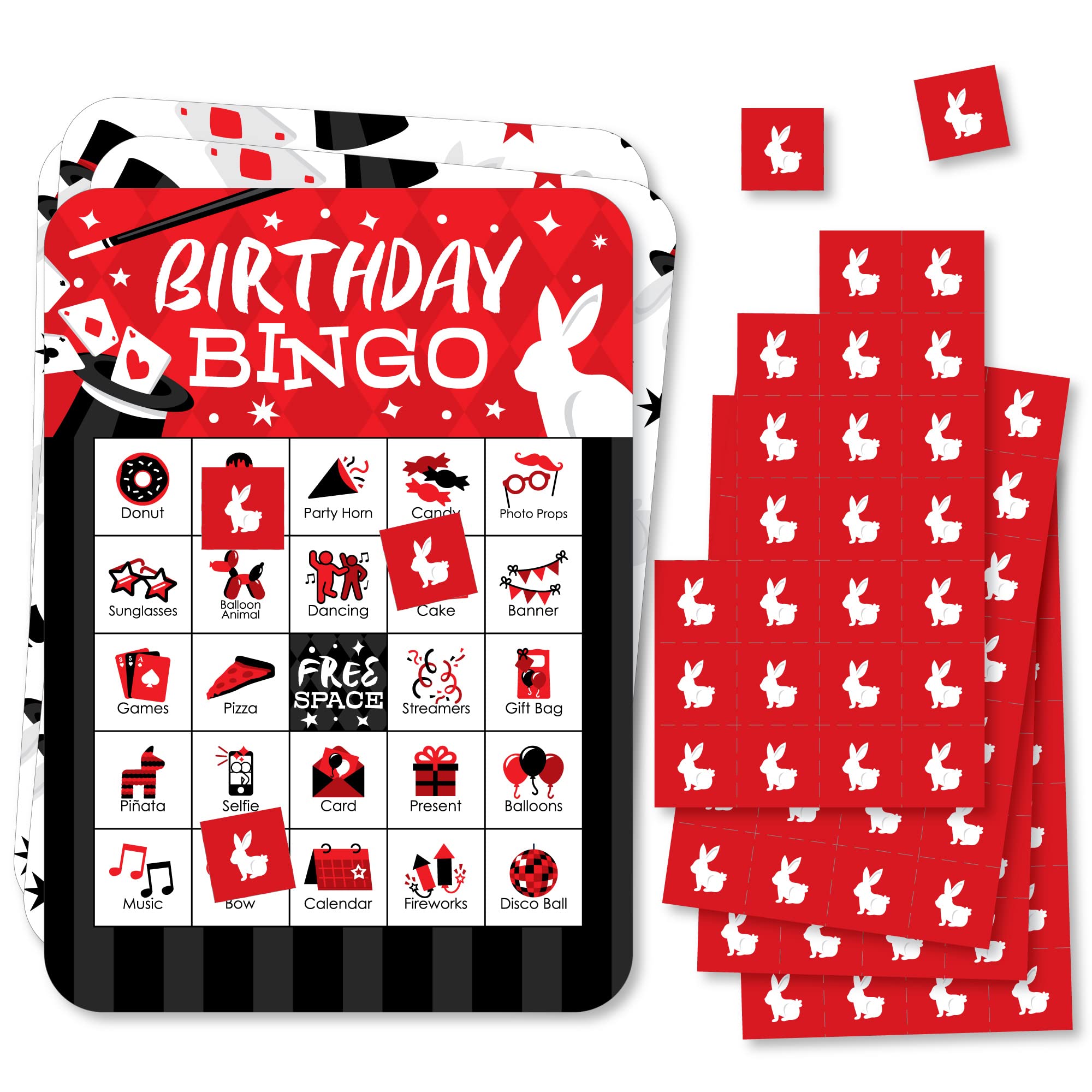Big Dot of Happiness Ta-Da, Magic Show - Picture Bingo Cards and Markers - Magical Birthday Party Bingo Game - Set of 18