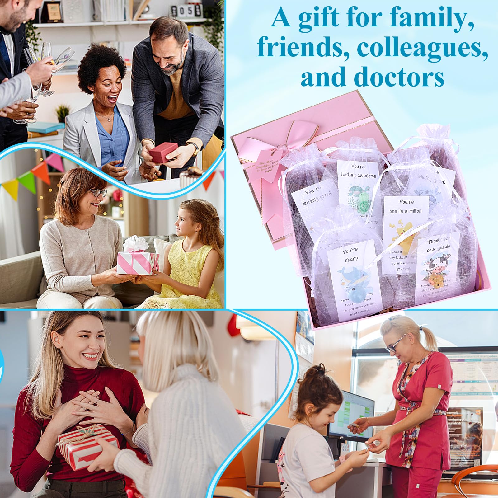 48 Sets Employee Appreciation Gifts Bulk for Coworkers Thank You Staff Gift Inspirational Animal Pun Card Funny Luminous Resin Ornament Emotion Support Positive Gifts for Colleagues Teacher Team Nurse - Image 4