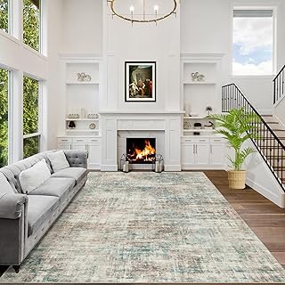 8x10 Area Rugs Washable Rug: Large Modern Abstract Living Room Rug Soft Anti-Skid Thin Carpet Indoor Floor Non-Shedding Carpets for Bedroom Dining Room Farmhouse Nursery Home Office Multi