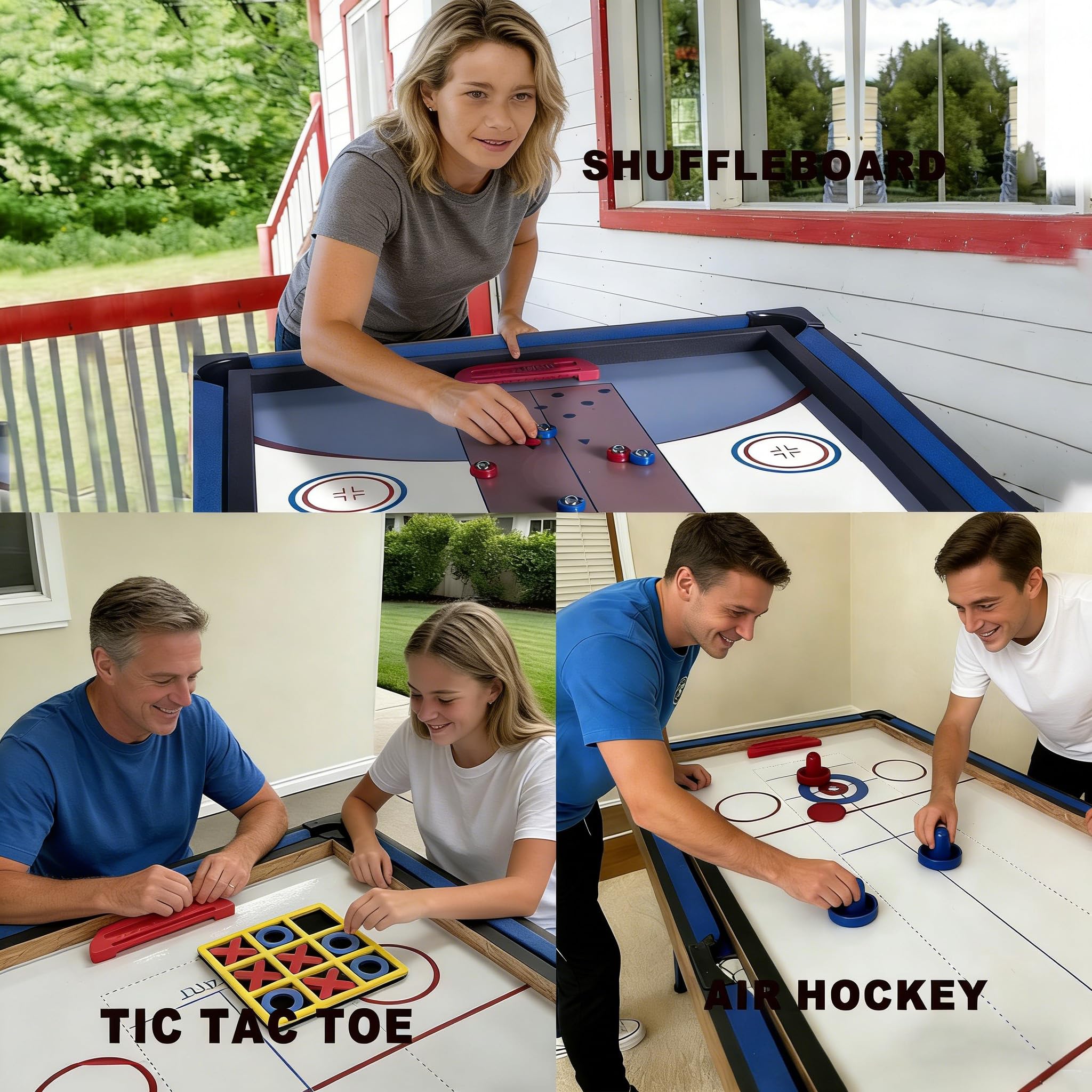 6 in 1 Multi Game Table Folding Pool Table, Billiard, Hockey, Table Tennis, Bowling, Shuffle Board and Tic Tac Toe with All Accessories