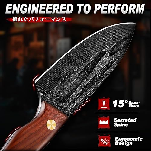 Miniatura 10 de TIVOLI Cuchillo de filete y deshuesador de 8.5 pulgadas para recortar carne, afilado forjado a mano alemán 1.4116 Super Steel Full Tang y diseño de