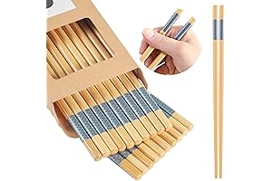 10 Pairs Reusable Bamboo Chopsticks Set - Perfect for Sushi, Noodles, and Asian Cuisine