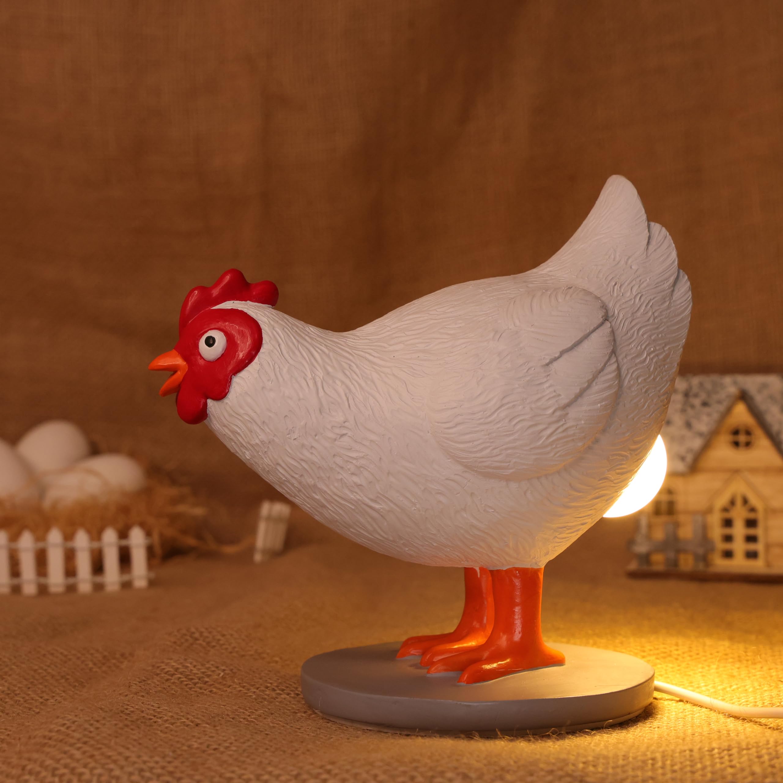 Ammonite Chicken Lamp With Egg in Butt, 3D Laying Egg Night Light, Funny Resin Lifelike LED USB Warm Light Table Lamp, Easter Christmas Birthday Gift