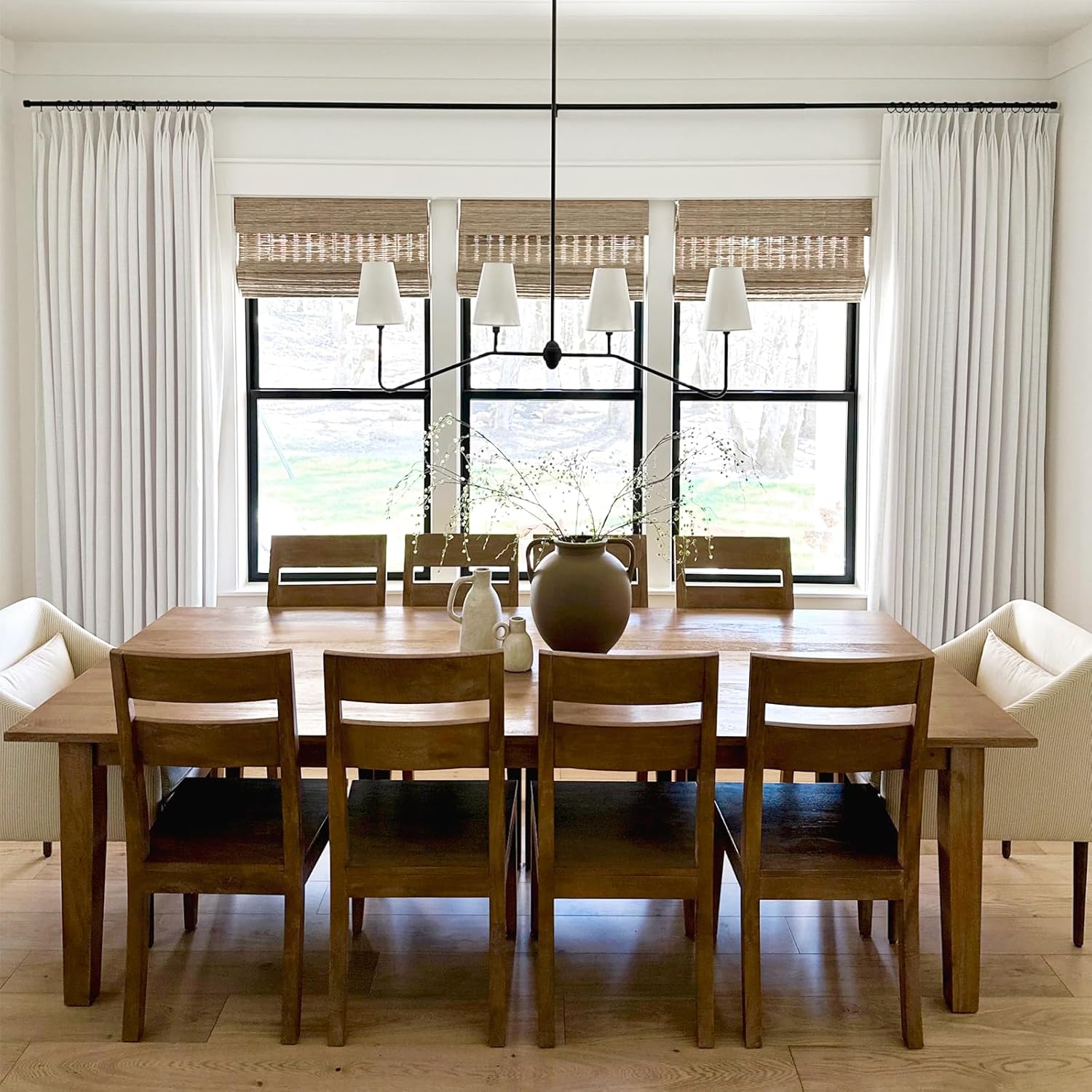 HOMERILLA Pinch Pleated Curtains 96 Inches Long,Linen Blackout Curtains with Blackout Lining Drapery Panel for Living Room,Thermal Insulated Pinch Pleat Drapes,W52 x L96,Beige White,1 Panel.
