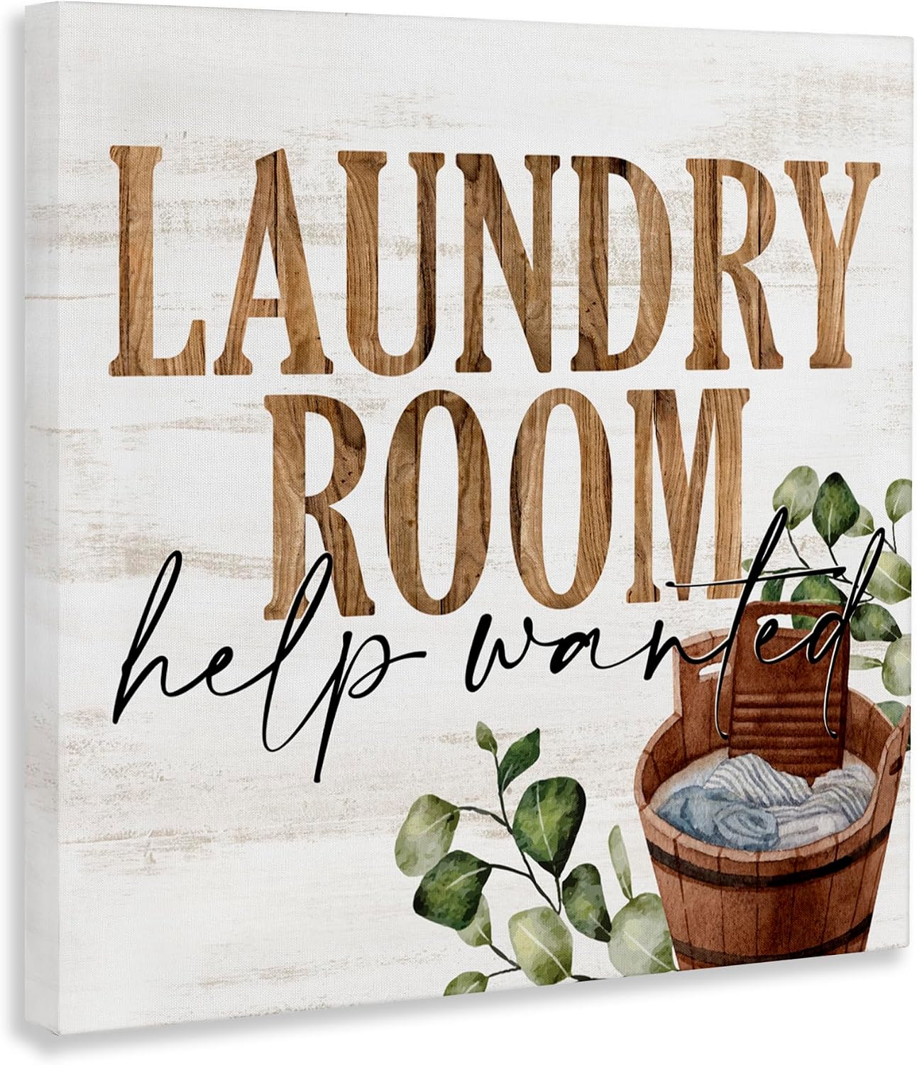 Stupell Industries Help Wanted Rustic Laundry Room Canvas Wall Art, design by Kim Allen, 24 x 24