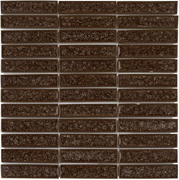 Modket Stacked Brown Crackle Glass Tile Mesh Mounted Backsplash TDH185MO 10 Sheets