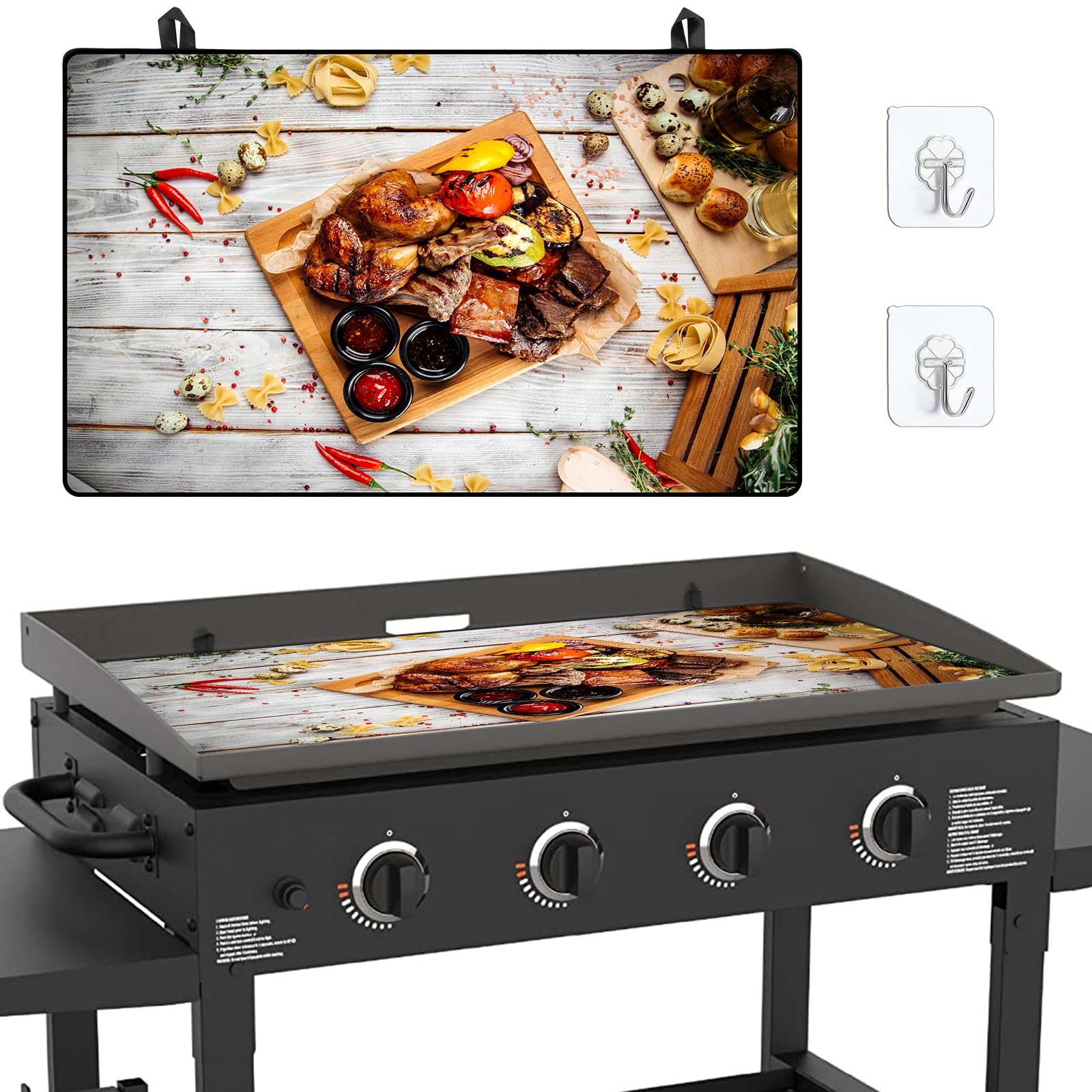 WADEO 36" Griddle Mat for Blackstone, Blackstone Griddle Accessories, Thick Natural Rubber, All Season BBQ Grill Mat for Blackstone Protector Outdoor(36 Inch - Seasoning Style)