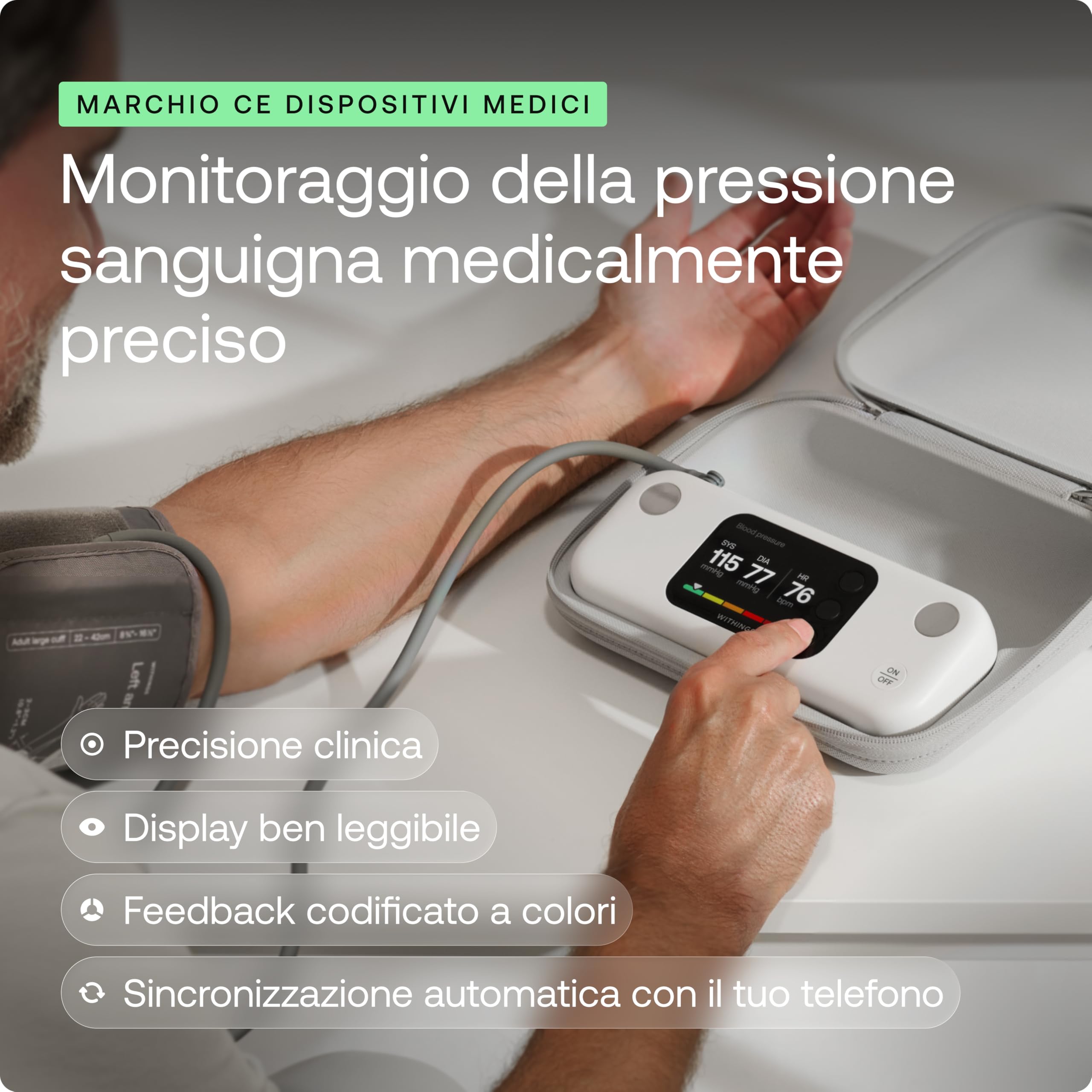 Withings BPM Vision - Monitor intelligente della pressione sanguigna | Dispositivo di monitoraggio cardiaco con ECG e rilevamento della fibrillazione auricolare | Wi-Fi e Bluetooth | iOS e Android | 2-in-1: pressione e ECG 30 sec (FA), dispositivo conness