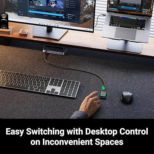 Miniatura 5 de UGREEN Conmutador USB 3.0 2 computadoras que comparten dispositivos USB C y A, conmutador USB de 4 puertos para compartir teclado y mouse, Negro