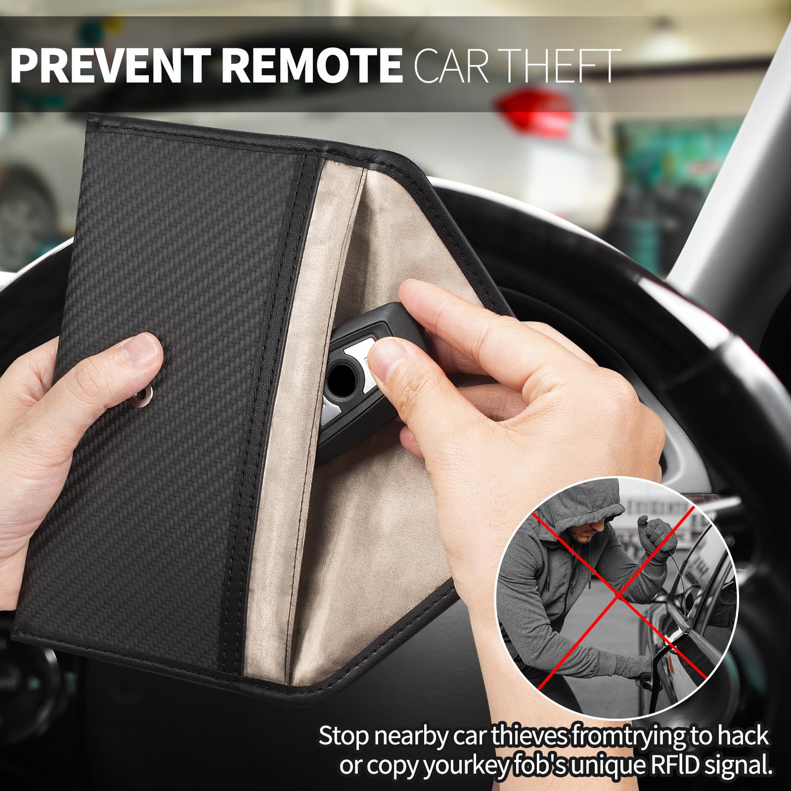 T-carbon Faraday - Funda para teléfonos y llaves de coche, bolsa Faraday de fibra de carbono, bloqueo de señal RFID, antiseguimiento, antirrobo y antirrobo, funda Faraday para privacidad de datos