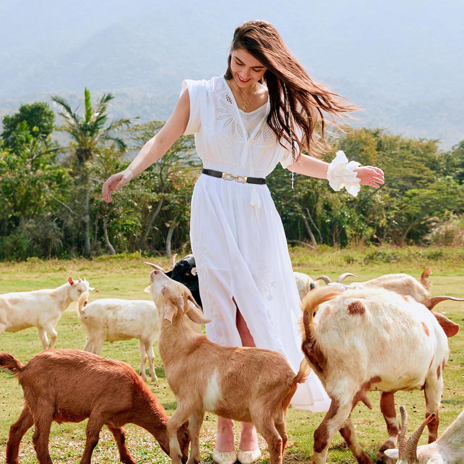 JASGOOD Women Skinny Elastic Stretch Belt for Dresses Retro Ladies Waist Vintage Thin Belt - Image 7