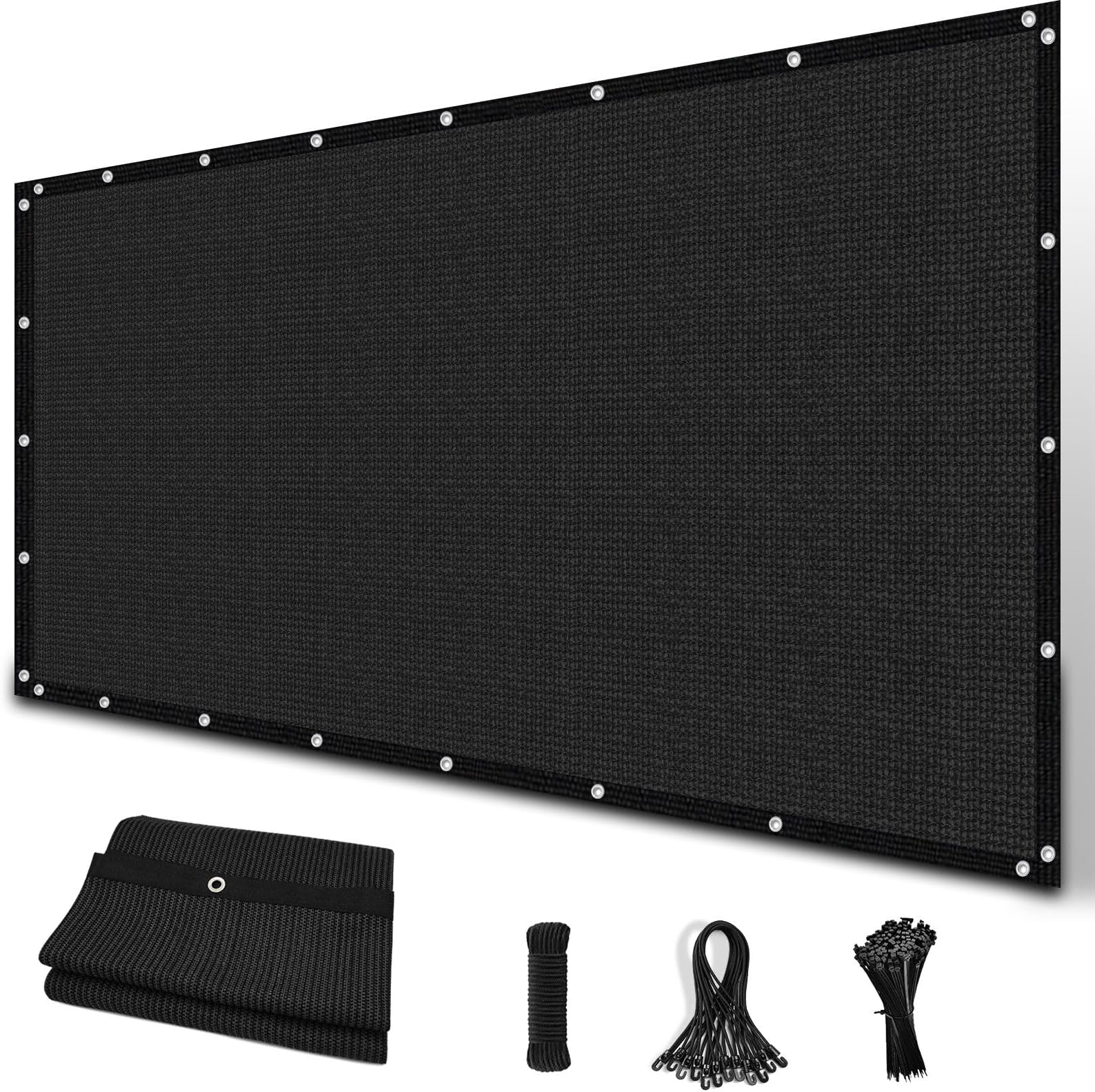 90% Sun Shade Cloth with Grommets, 6' x 6' Pergola Replacement Shade Cover Canopy Privacy Screen for Outdoor Patio Garden, Black (We Customized)