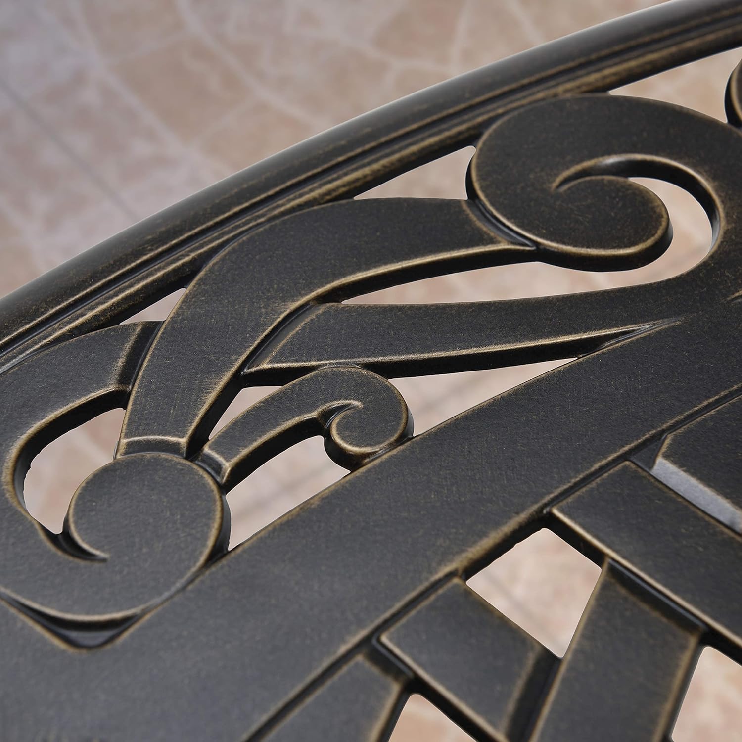 PURPLE LEAF Outdoor Dining Table 47'' Cast Aluminum Patio Funiture Table with Umbrella Hole Rhombic Round Patio Dining Table