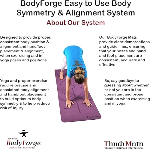 Miniatura 2 de BodyForge Yoga Mat Thick Exercise Mat Thick 8mm TPE Eco-Friendly with Alignment Marks Non-Slip Extra Thick High-Density for Women and Men Workout