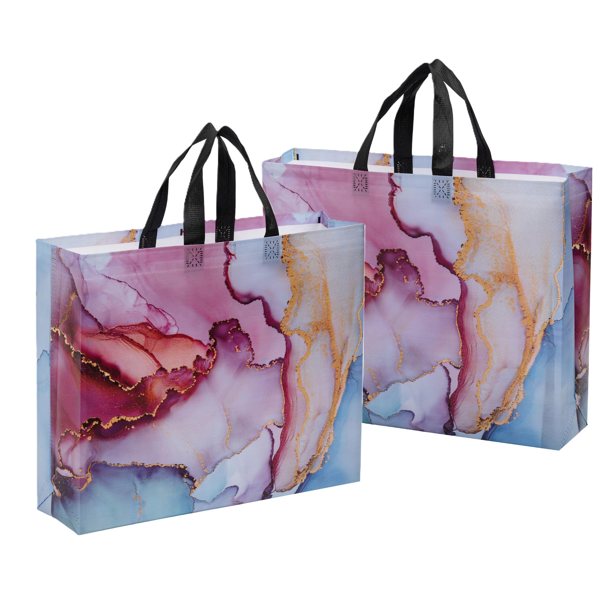 Lavya Large Size Return Gift Bags | Reusable Non-Woven Laminated Matt Finish Carry Bags for Festivals, Rakhi, Birthday, Diwali & Corporate Gifting (Marble Texture, L-15x12.5x4, Pack of 20)