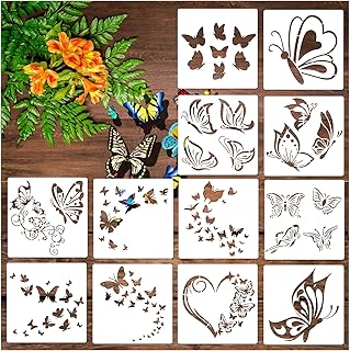 12 Pieces Butterfly Stencil Reusable Flying Butterfly Template Plastic Nature Spring Stencils for Painting on Wood DIY Craft Drawing Home Decor Wood Sign (12pcs Butter Fly) - Buy now