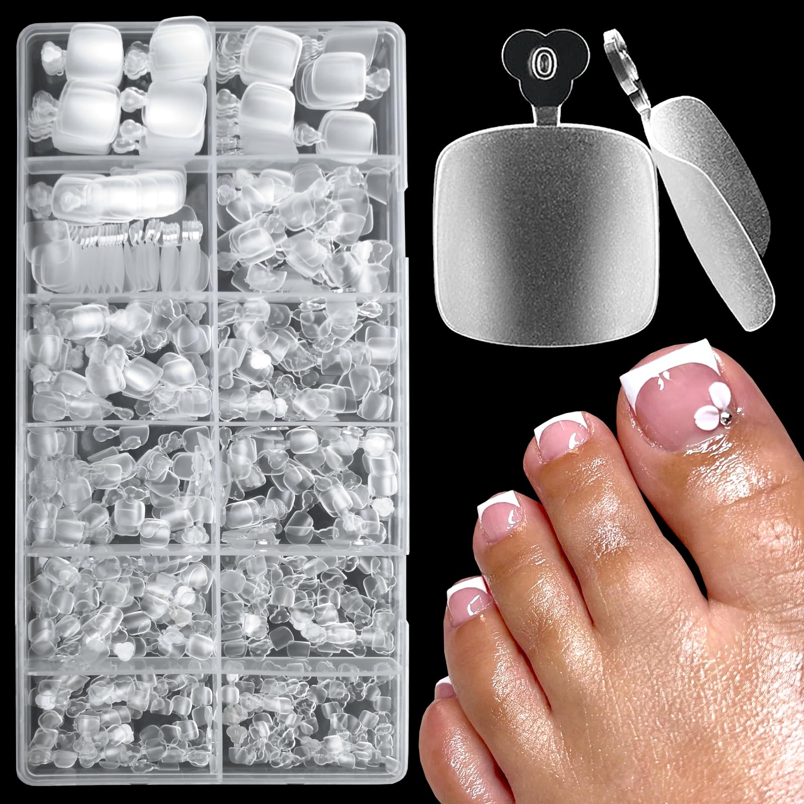 LoveOurHome 600pc Gel X Toenail Tips Clear Press on Toenails Short