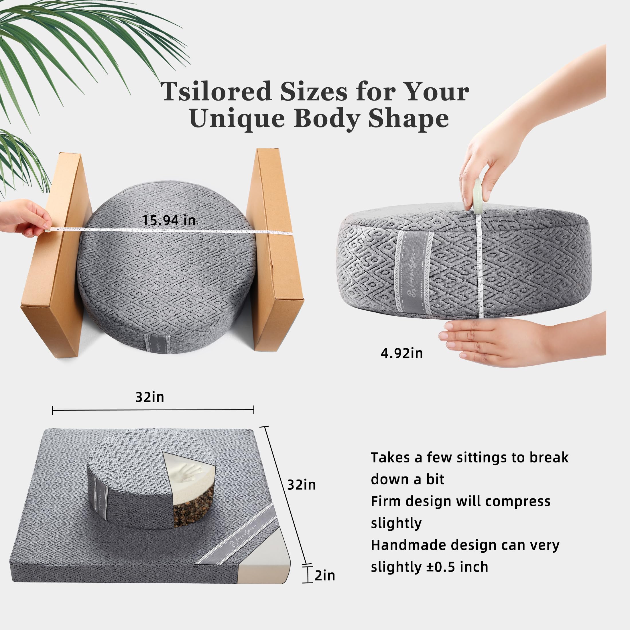 Buckwheat Pillow Hunnidspace Meditation Zafu Cushion Set With