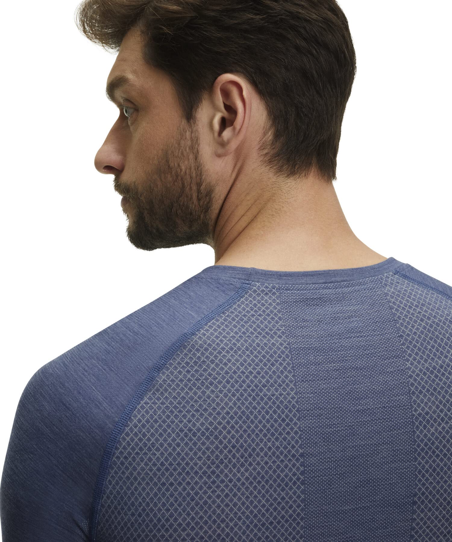 FALKE Mężczyźni Warstwa podstawowa (góra) Wool-Tech Light Round Neck M L/s Sh wełna materiał funkcjonalny regulujące klimat 1 Sztuka, Niebieski Capitain 6751-O, M