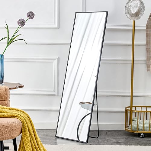 Espejo arqueado de longitud completa, espejo de cuerpo completo con soporte, espejo de cuerpo completo con soporte, de pie o apoyado contra la