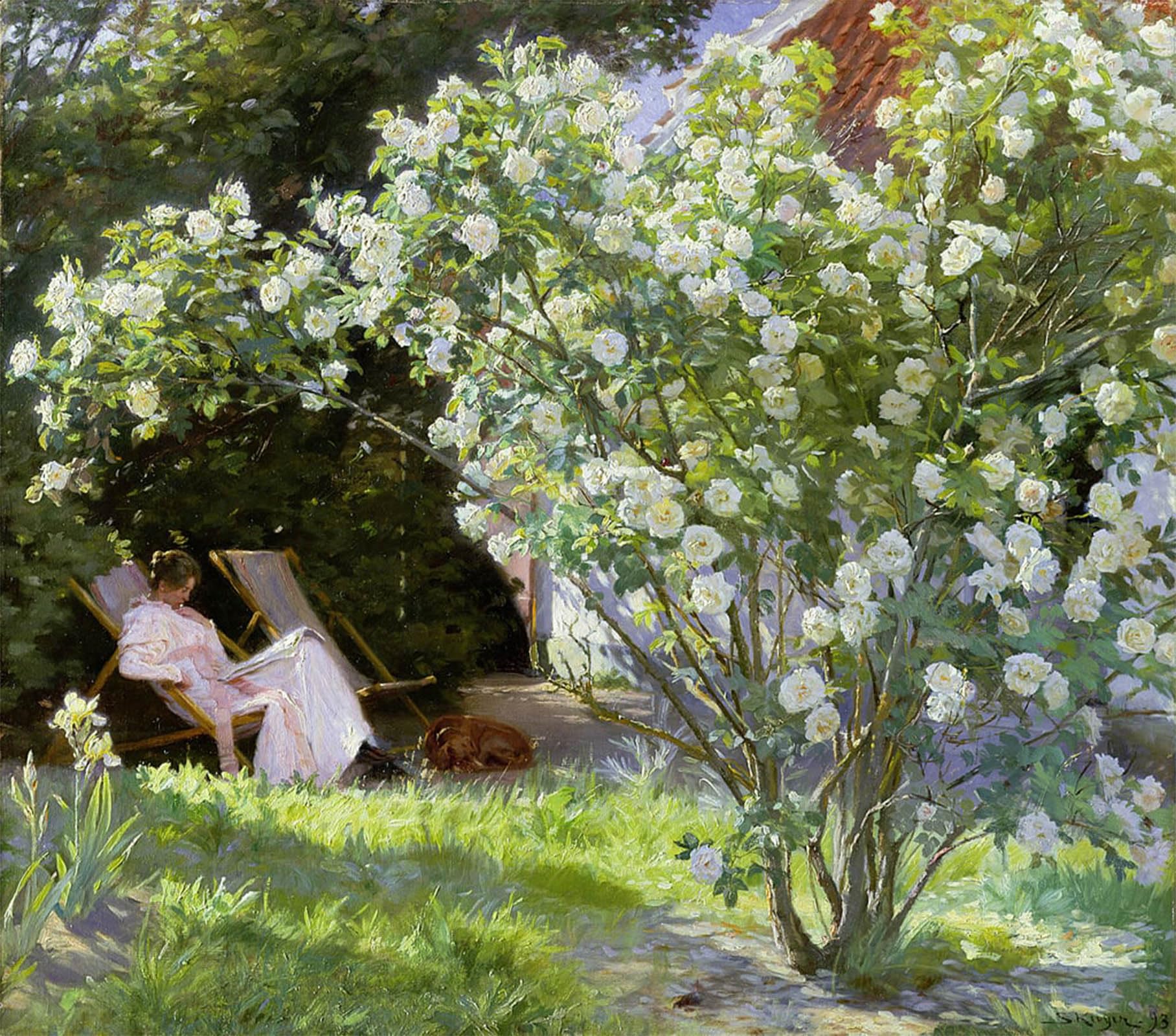 POSTERIIk Famous Modern Artwork Art Mural Roses or The Artists Wife in the Garden at by Peder Severin Krøyer Oil Paintings Pictures for Home Decor 60x90cm