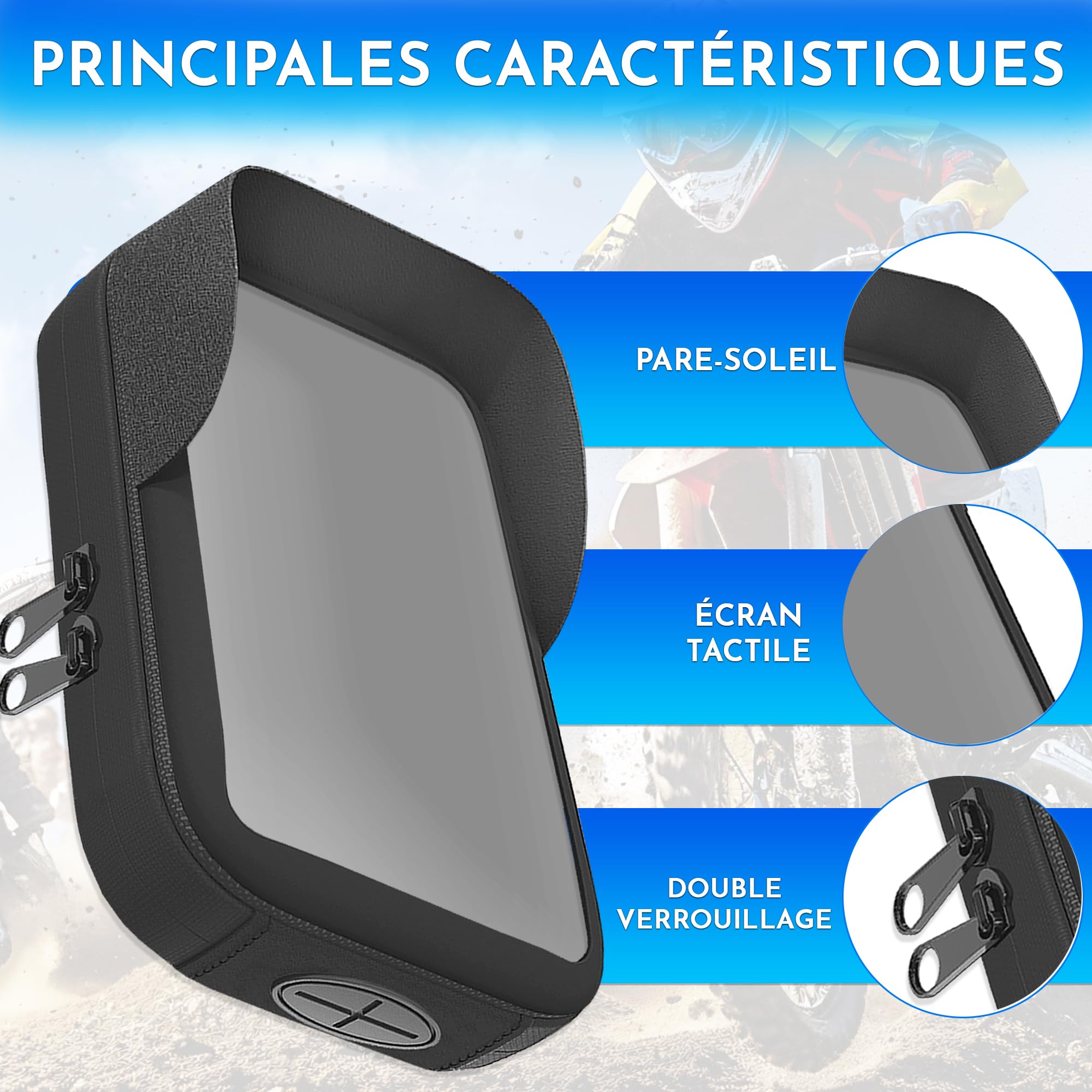 Support Téléphone étanche Pour Moto/vélo – Compatible Smartphones Jusqu'à 7,5" | Fixation Guidon, Housse Protectrice