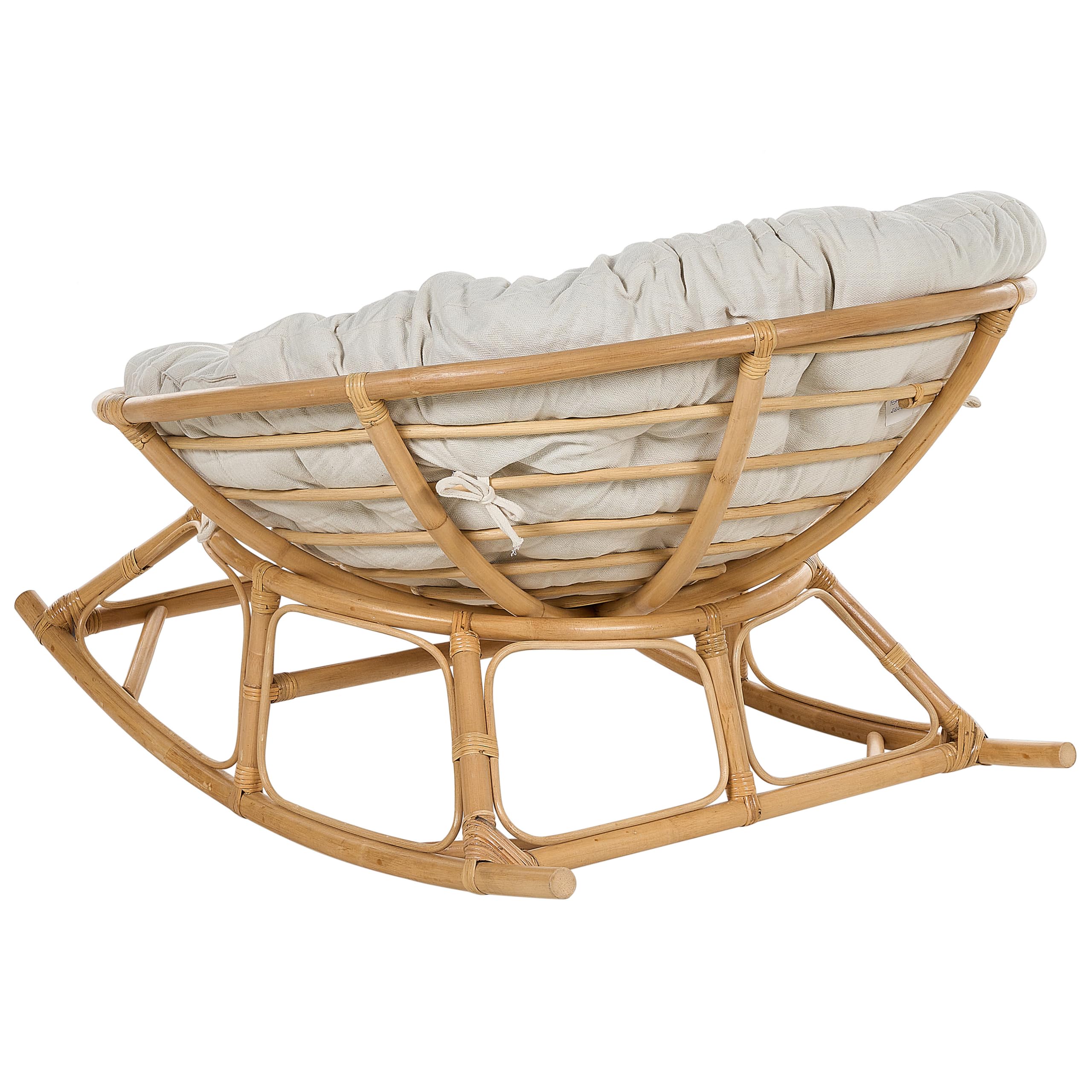 Beliani Fauteuil à Bascule Rond en Rotin Ton Naturel et Beige Clair Empilable Orvieto