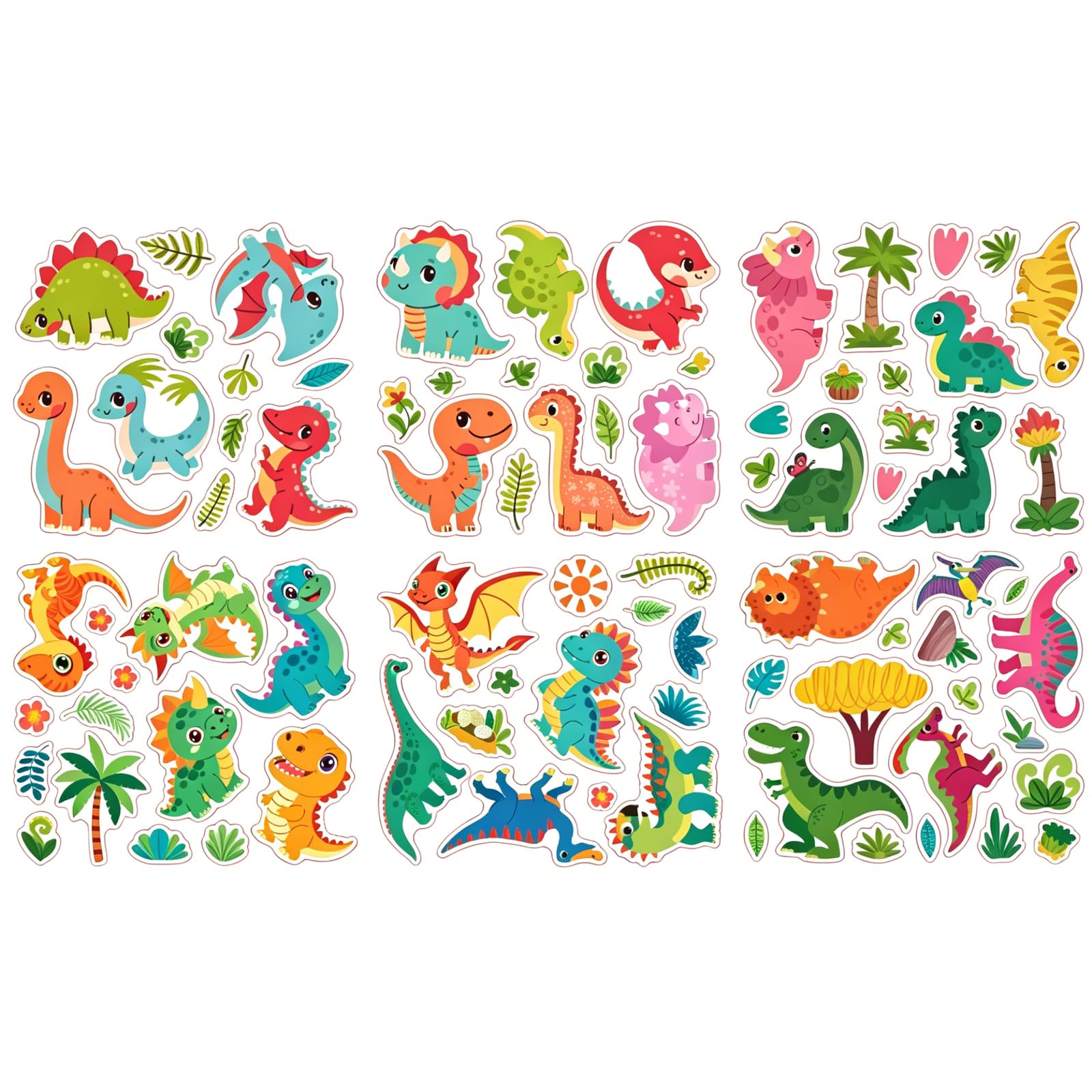 Vspek 6Pcs Dinosaur Stickers, Waterproof Bike Stickers for Frame, Skateboard Sticker, Helmet Sticker, Cartoon Decoration for Bicycle Room Wall Cabinet Window Laptop Motorcycle Car Decals