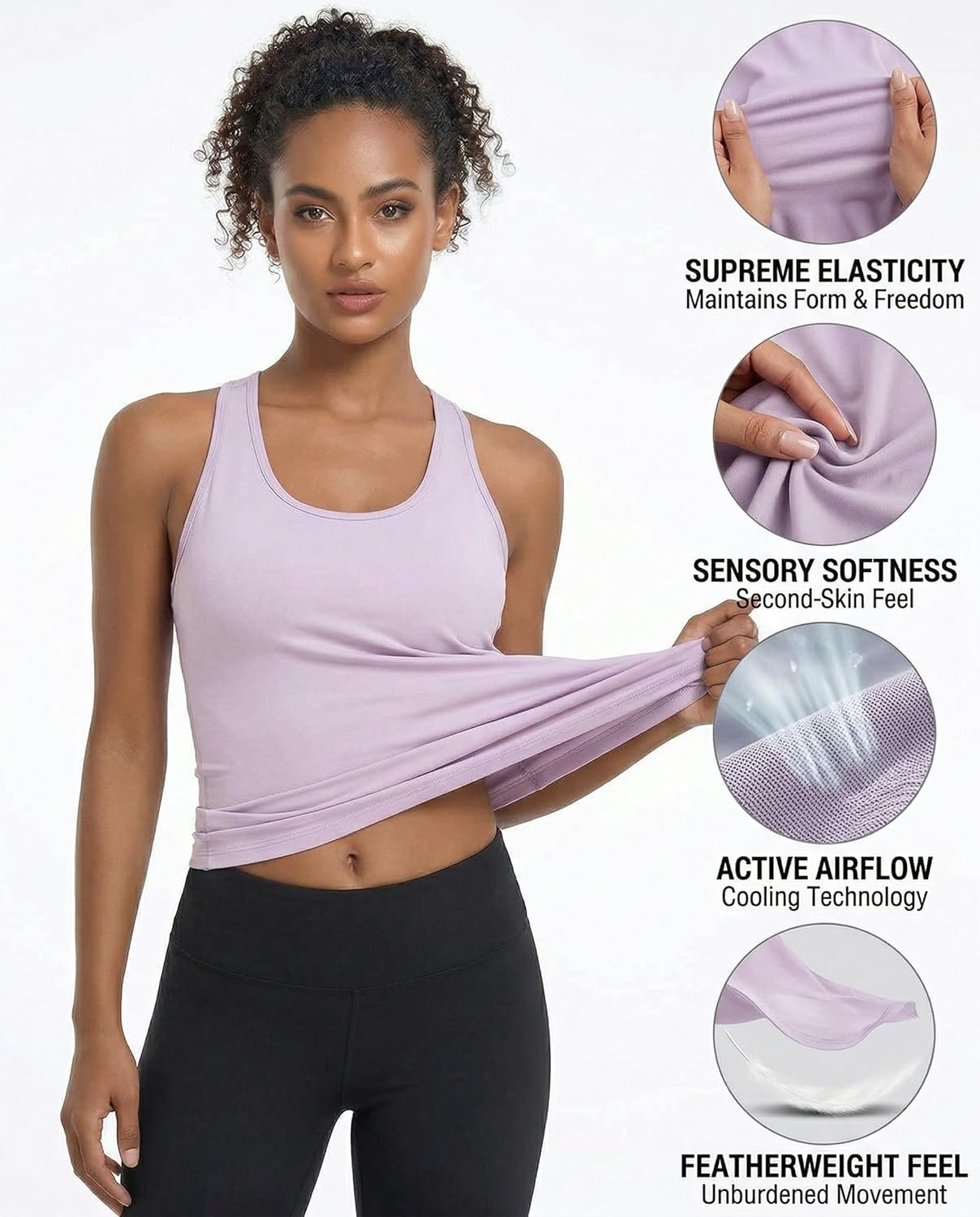 6 or 5 Pack Workout Tank Tops for Women, Athletic Racerback Sports Tank Tops, Compression Sleeveless Dry Fit Shirts