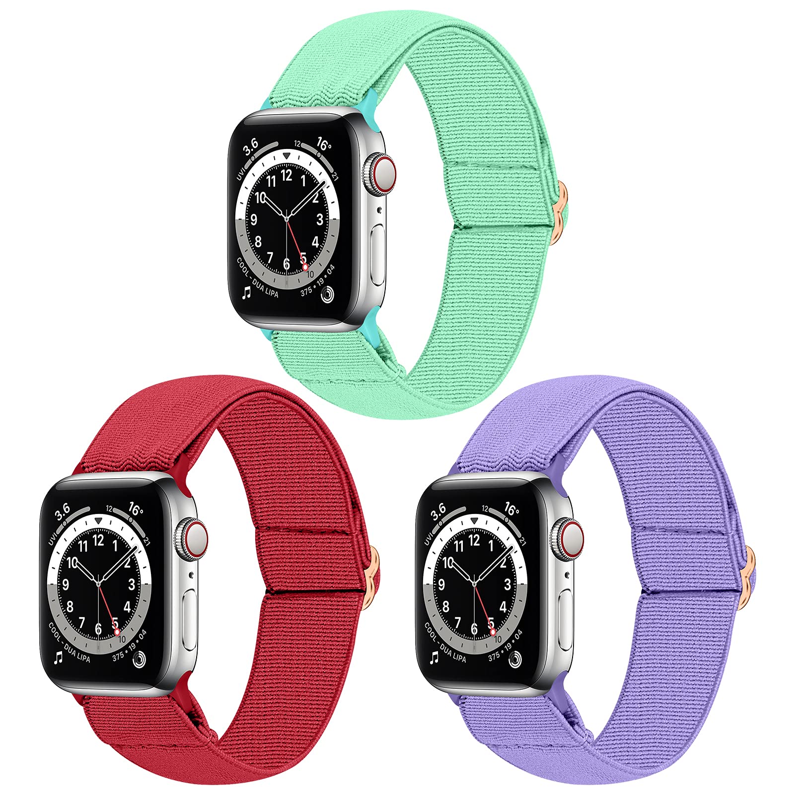 Dsytom 3 Pack Elastic Nylon Band Compatible for Apple Watch Bands Women Men
