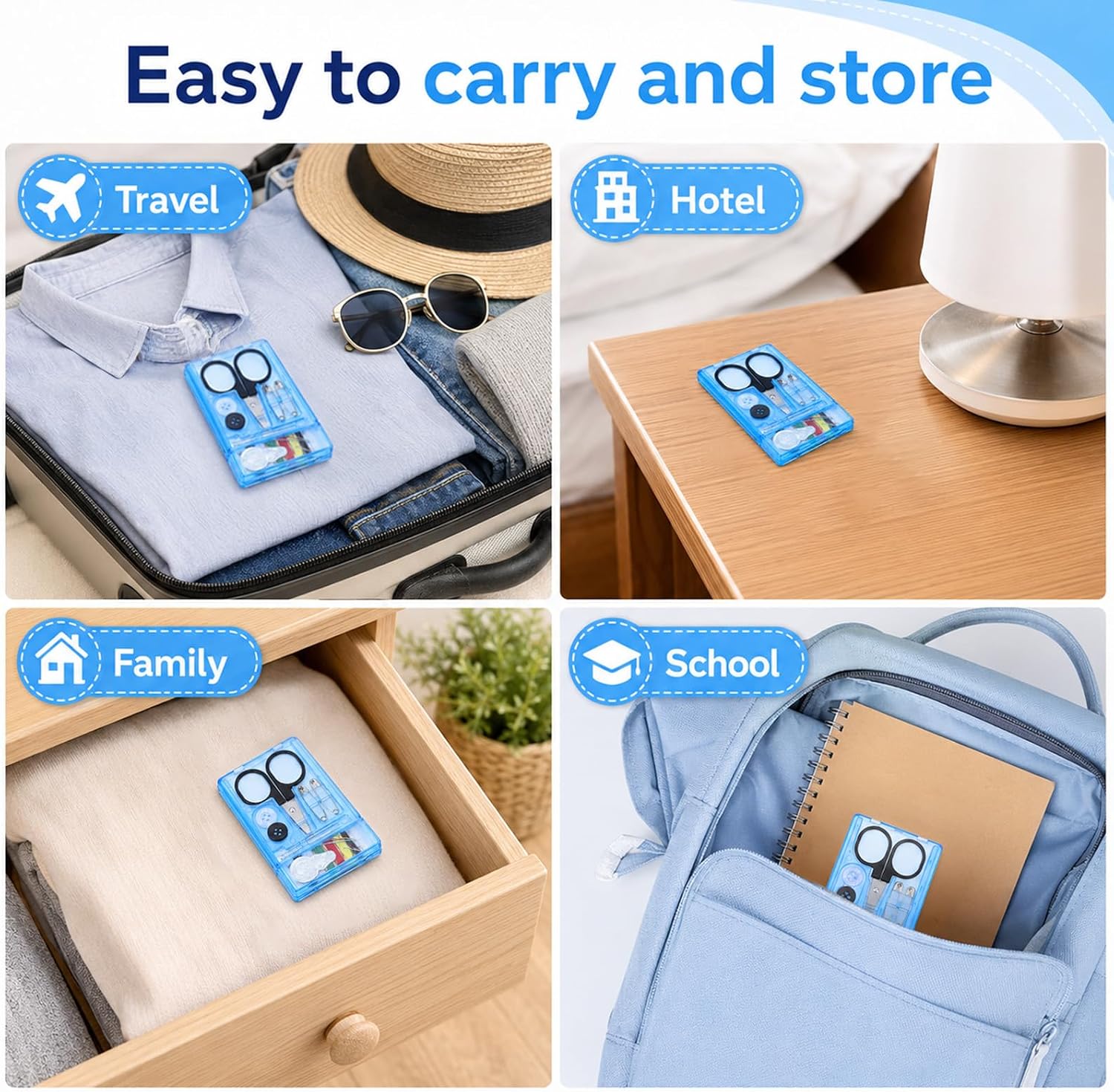 25 Boxes Mini Sewing Kit, Portable Quick Fix Travel Sewing Kit (Blue)