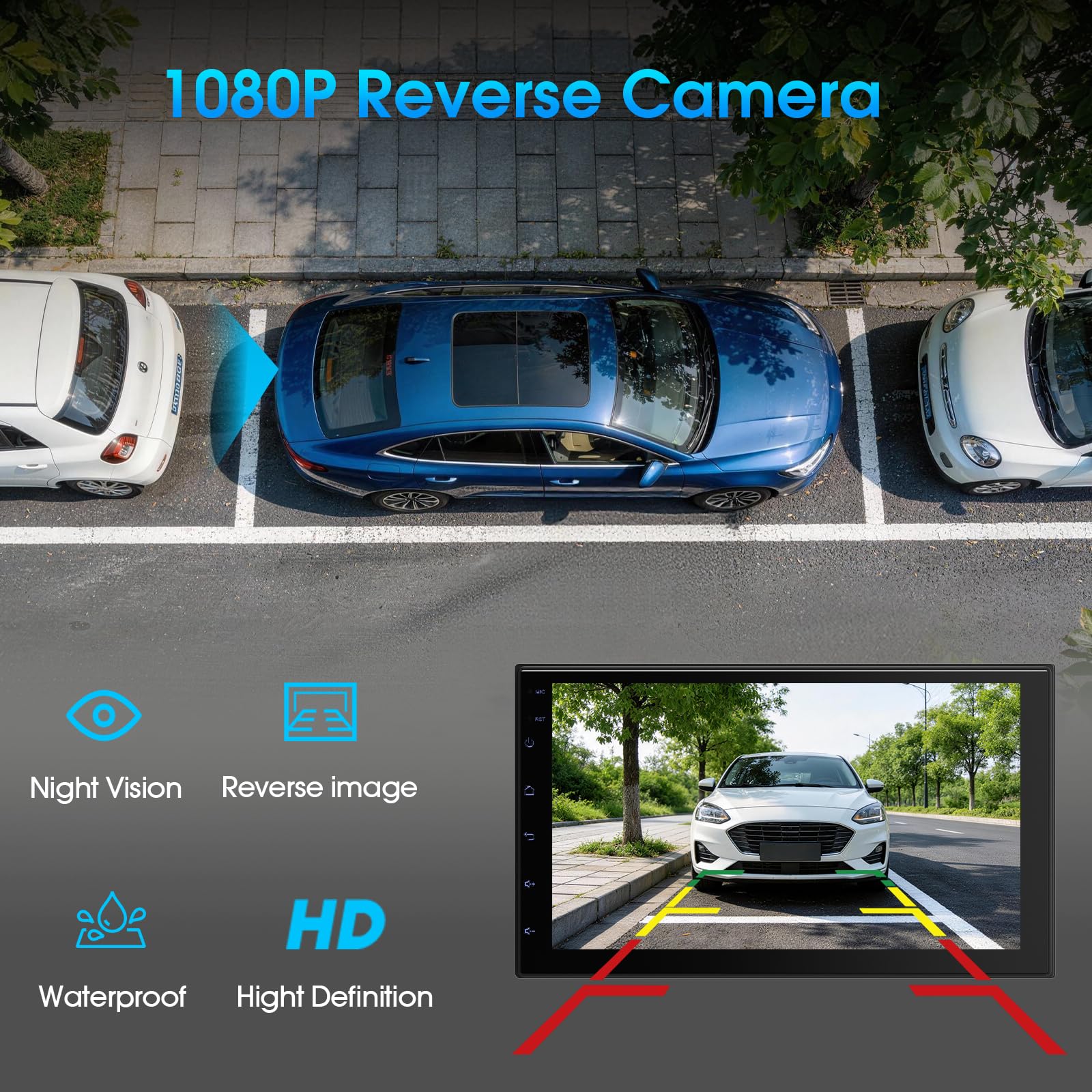 Haudio Radio samochodowe 2 Din z bezprzewodową funkcją CarPlay i Android Auto, 7-calowy ekran IPS z łącznikiem lusterka, GPS, sterowanie głosowe, SWC/FM/RDS/AM, 25 zestawów interfejsu użytkownika