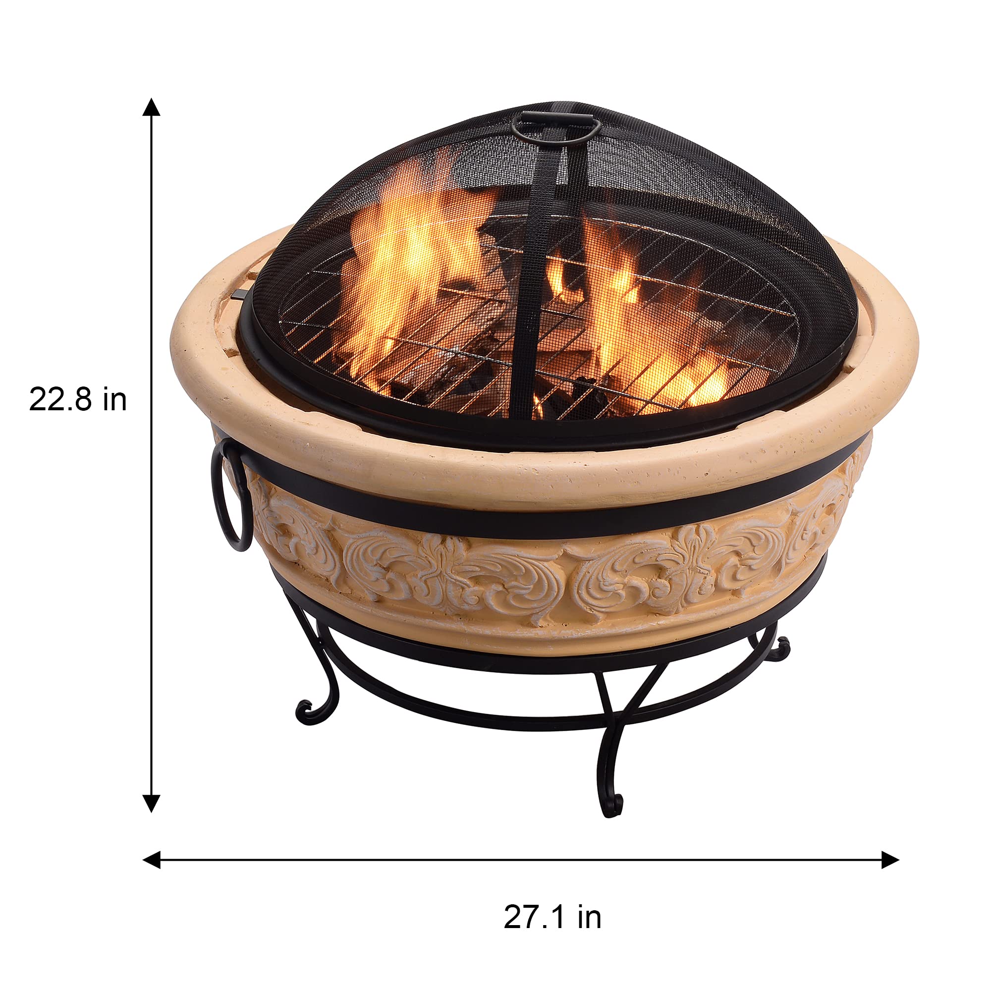 Peaktop - Braciere da Esterno, Rotondo Design 68 cm, a Legna HR26303AA-S