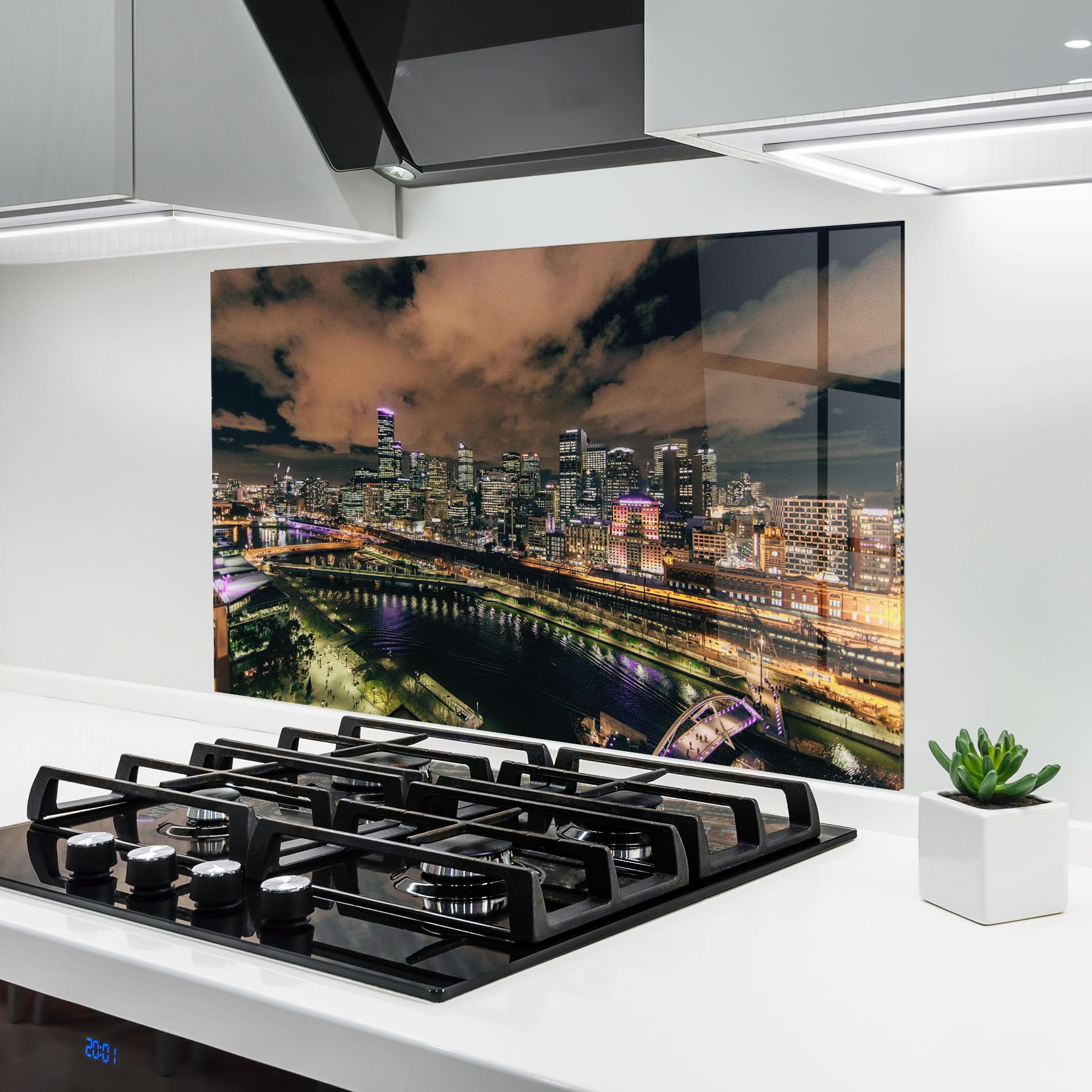 Crédence de cuisine en verre trempé 60x100 ARTHUB Green Purple City