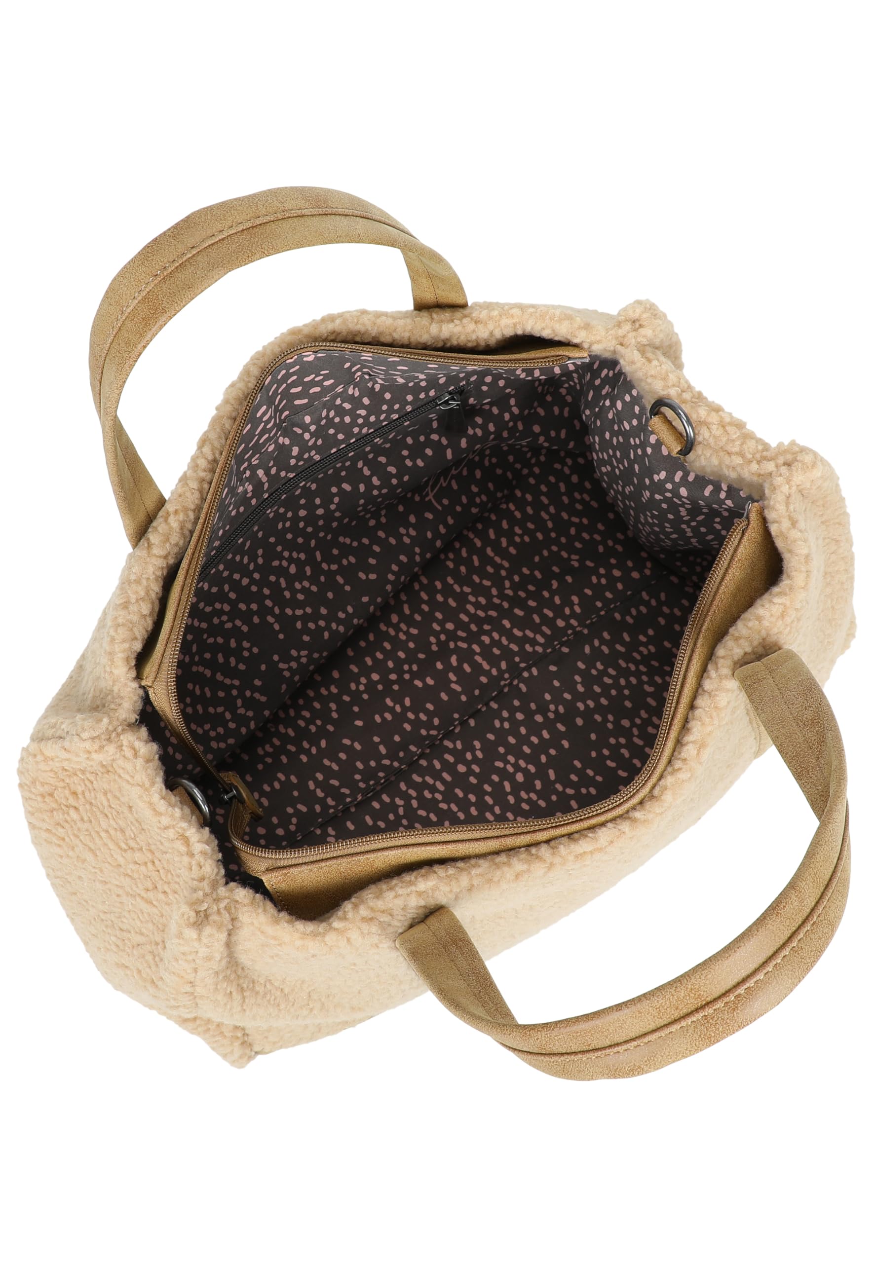 Fritzi Easy Tote Limited Teddy Damen Shopper Schultertasche Handtasche Freizeit Alltag Reißverschluss Polyester 29.5 x 40 x 14 cm, Beige