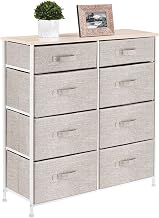 mDesign Vertical Furniture Storage Tower - Sturdy Steel Frame, Easy Pull Fabric Bins - Organizer Unit for Bedroom, Hallway, Entryway, Closets - 8 Drawers - Linen/Natural