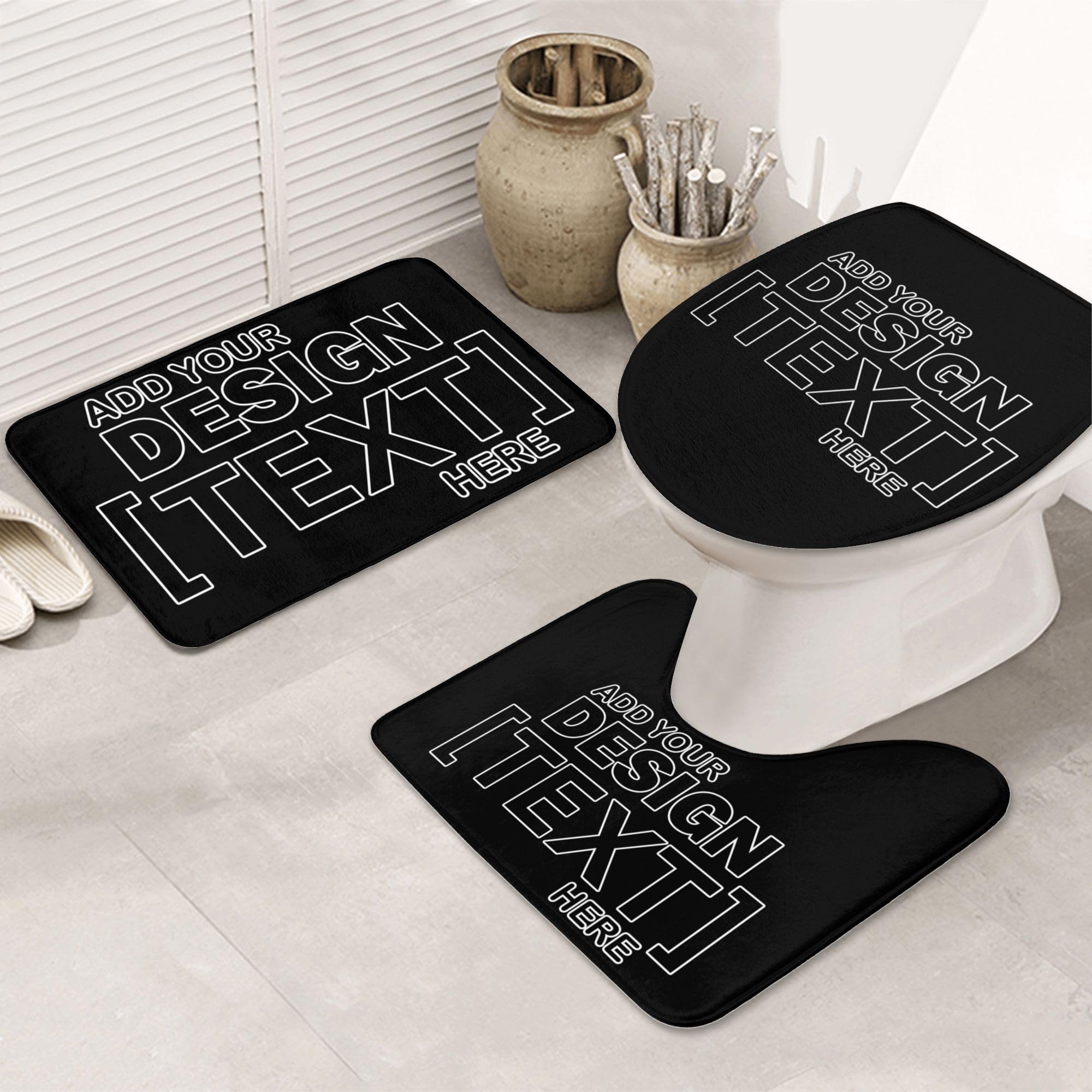 Custom 5 Piece Bathroom Rug Set Add Your Text Image Personalized Custom Toilet Contour Mat Lid Cover Non-Slip Bath Mat