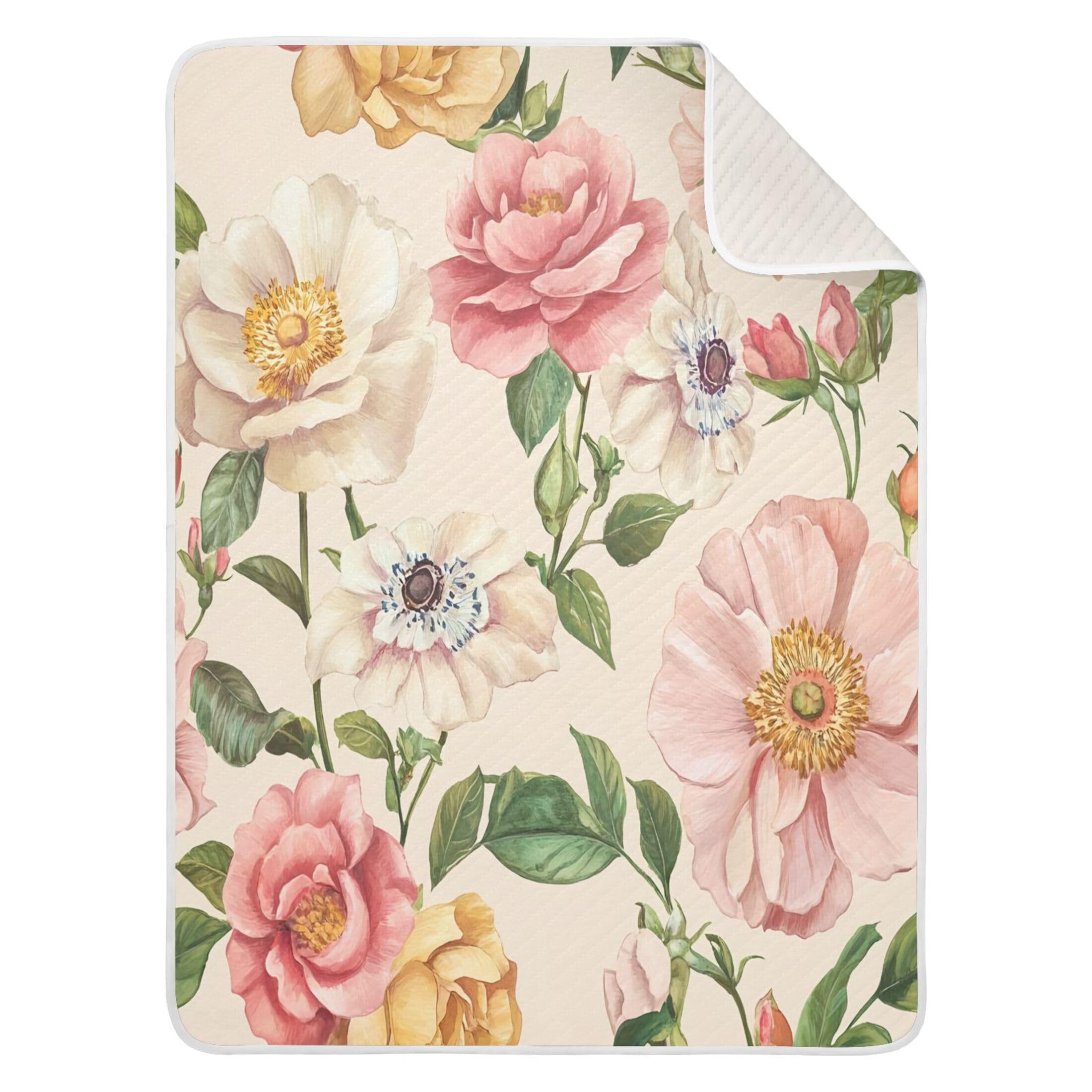 Burbuja Flowers Baby Blanket for Boys Girls, Nursery Soft Warm Swaddling Receiving Baby Blankets, 30x40 in Toddler Blanket