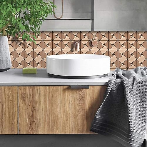 Miniatura 2 de Vamos Tile Azulejo de protección contra salpicaduras con guantes, azulejos de metal para salpicaduras de cocina y baño, molino de viento de oro