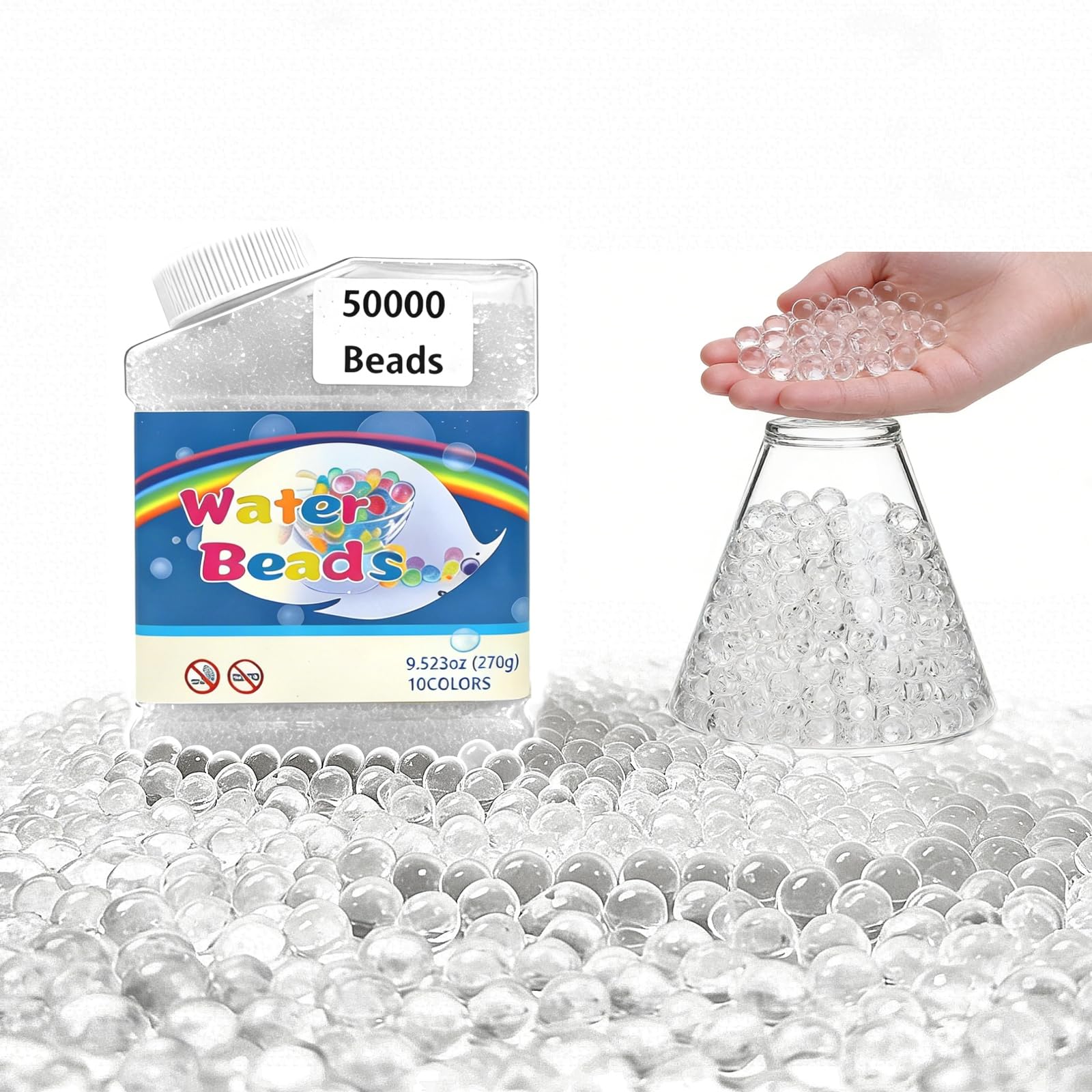Domisella 50000 Pcs Clear Water Beads, Water Gel Jelly Beads for Vase Filler, Floating Candles, Wedding Centerpiece, Floral Arrangement, Christmas Decoration, Home Office Party Plant Decor