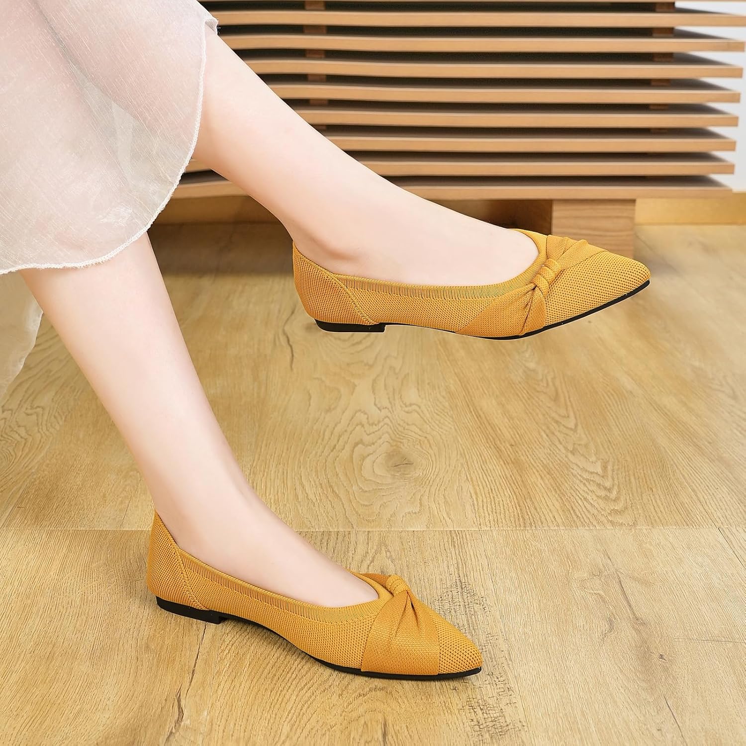 Pointed Toe Flats for Women Ballet Flats Comfortable Dressy Knit Lightweight Casual for Work Office Womens Flats - Image 9