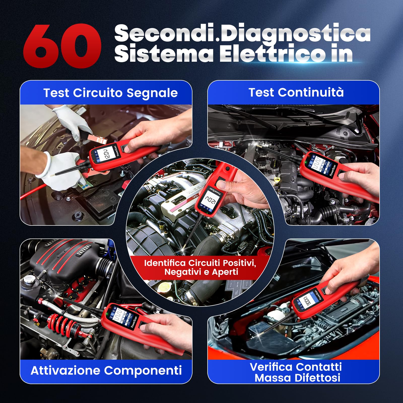 2026 Autel PowerScan PS100 Tester Circuiti Auto, Strumento Sonda Circuiti Alimentazion, Rilevatore Cortocircuiti Elettrici 12-24V, Resistenza Corrente CA/CC, Ciclo Lavoro & Prolunga 6M per Auto al 99%