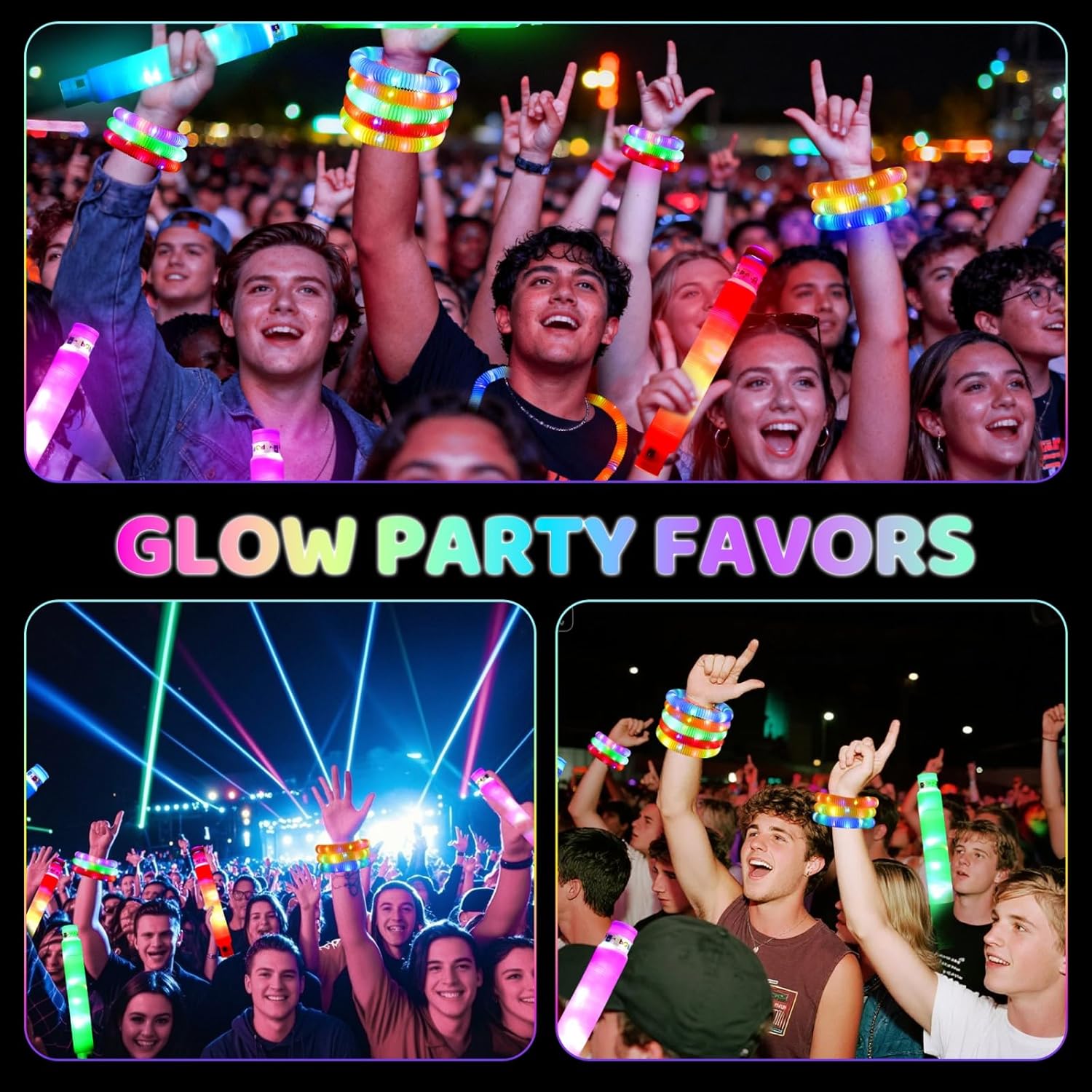 24 Pack Halloween Glow Sticks Party Favors for Kids, Sensory Toys Birthday Partys Favors for Kids, Fidget Pop Tubes Glow Necklaces Bracelets Glow in The Dark Party Supplies - Image 7