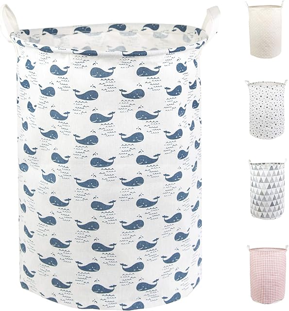 Laundry Basket - Bathroom Storage Laundry Bag - Thick Canvas Hamper Baskets, Bathroom Bin & Washing Baskets - Collapsible Linen Wash Basket For Clothes, Dog Toys, Towels, Bedroom & Bathroom - Blue