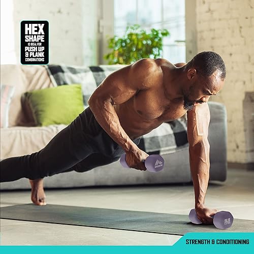 Miniatura 4 de RBX - Juego de mancuernas de neopreno con agarre antideslizante, equipo de entrenamiento de fuerza, pesas de entrenamiento para entrenamiento en