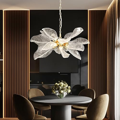 LumaVibe Candelabros de techo alto para entrada, luces colgantes grandes de acrílico, 36 luces regulables, de lujo, techo alto, vestíbulo, luces