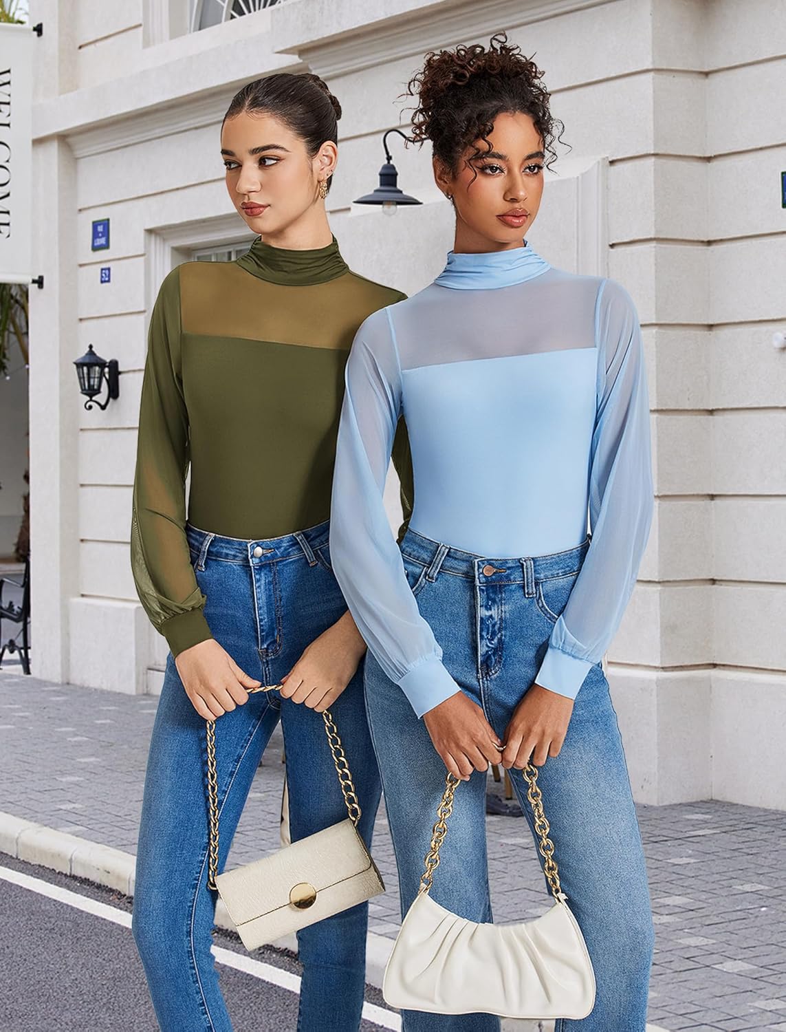 Avidlove Long Sleeve Body Suits Womens Mesh Turtleneck Bodysuit Thong Dressy Going Out Bodysuits Top Fall Outfits - Image 5